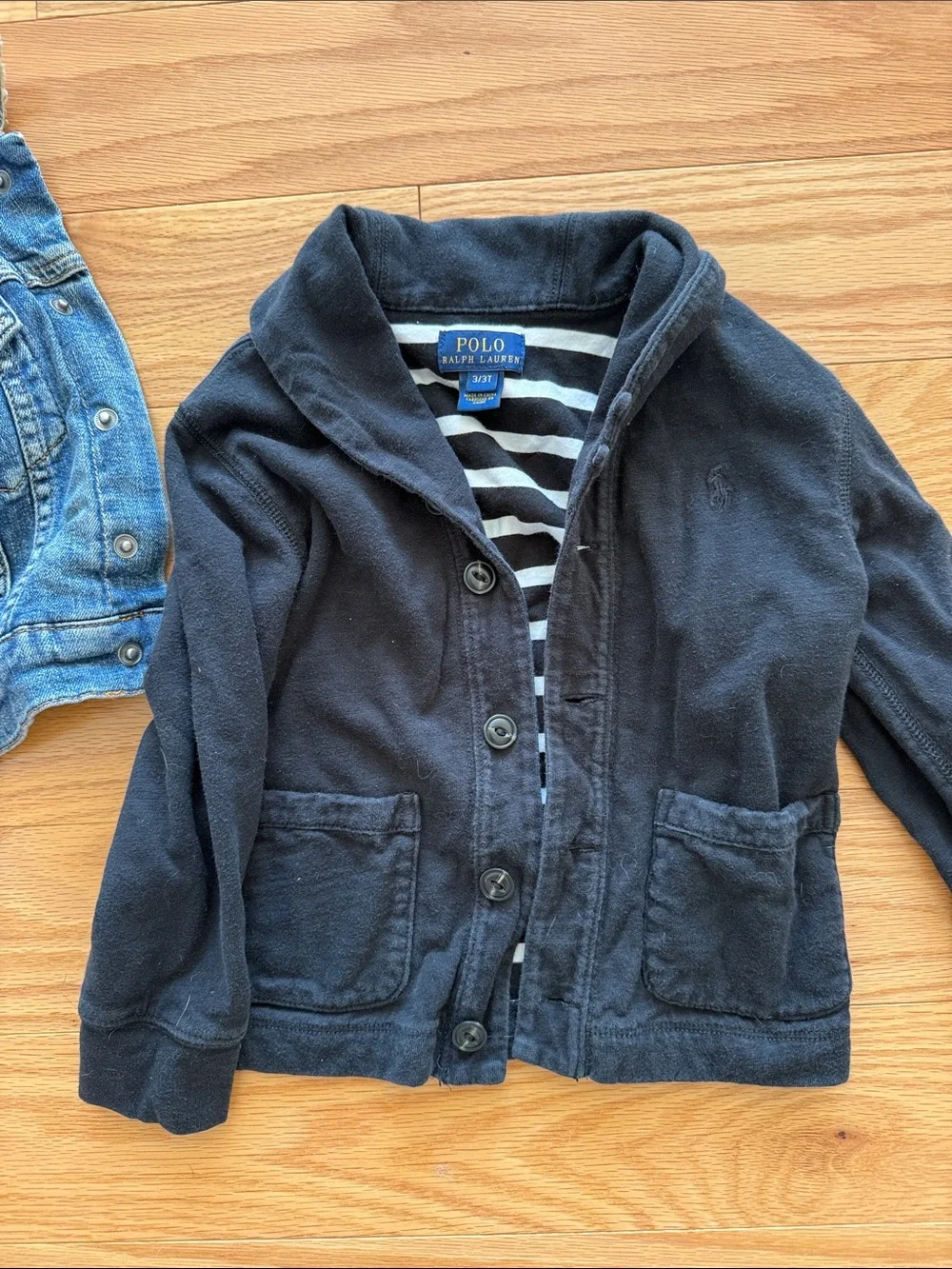 Polo by Ralph Lauren Black cowl neck cardigan   & Denim Sherpa bomber Jacket